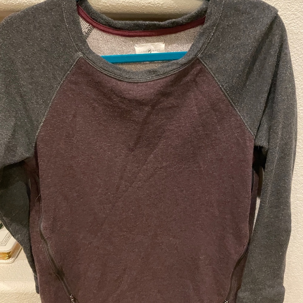 Lou & Grey Burgundy and Gray Zip Sweater